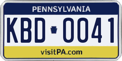 PA license plate KBD0041