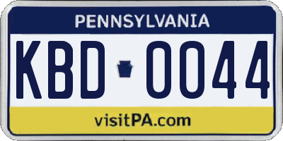 PA license plate KBD0044