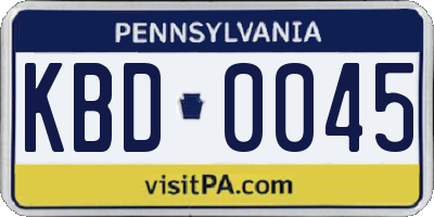 PA license plate KBD0045