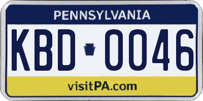 PA license plate KBD0046