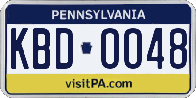 PA license plate KBD0048