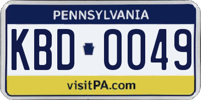 PA license plate KBD0049