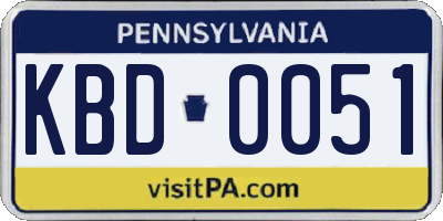 PA license plate KBD0051