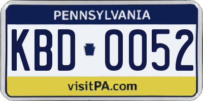 PA license plate KBD0052