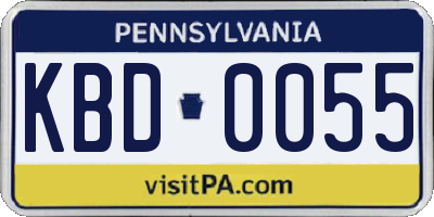 PA license plate KBD0055
