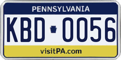 PA license plate KBD0056