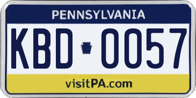 PA license plate KBD0057