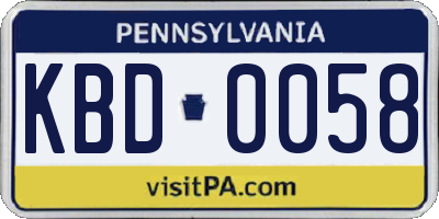 PA license plate KBD0058