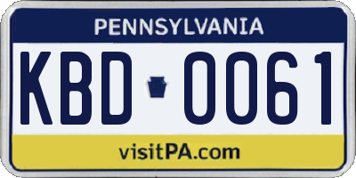 PA license plate KBD0061