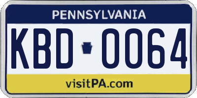 PA license plate KBD0064