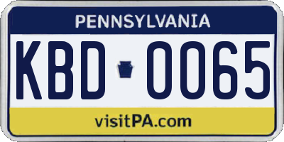 PA license plate KBD0065