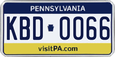 PA license plate KBD0066