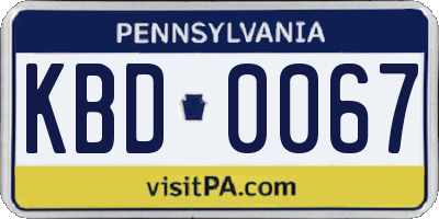 PA license plate KBD0067