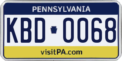 PA license plate KBD0068