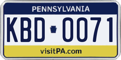 PA license plate KBD0071