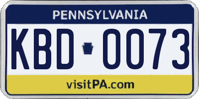 PA license plate KBD0073