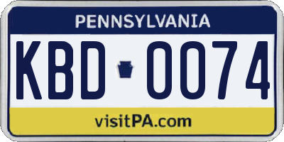 PA license plate KBD0074