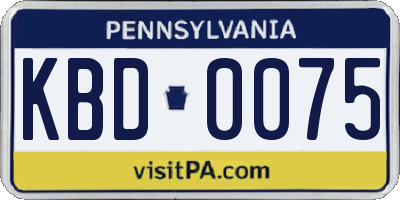 PA license plate KBD0075