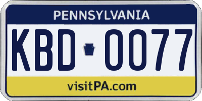 PA license plate KBD0077
