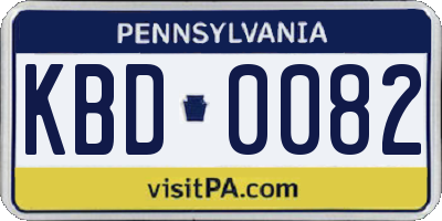 PA license plate KBD0082