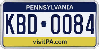 PA license plate KBD0084