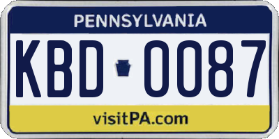 PA license plate KBD0087