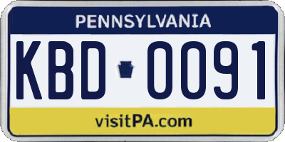PA license plate KBD0091