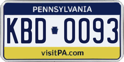 PA license plate KBD0093