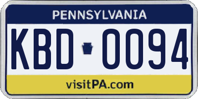 PA license plate KBD0094