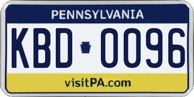 PA license plate KBD0096