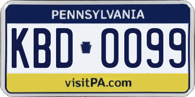 PA license plate KBD0099