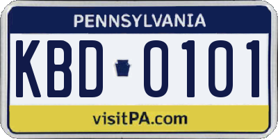 PA license plate KBD0101