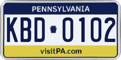 PA license plate KBD0102