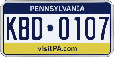 PA license plate KBD0107