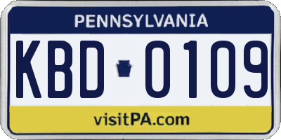PA license plate KBD0109