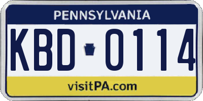 PA license plate KBD0114