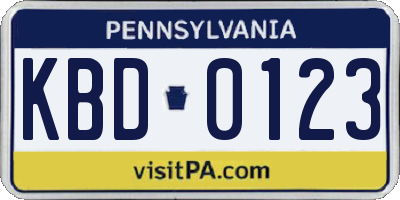 PA license plate KBD0123