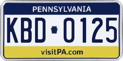 PA license plate KBD0125
