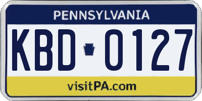 PA license plate KBD0127