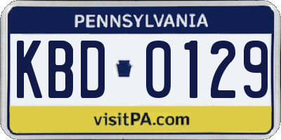 PA license plate KBD0129