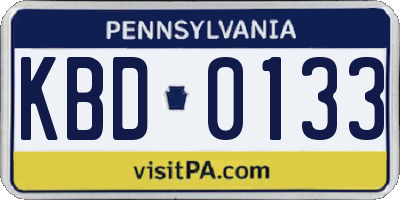 PA license plate KBD0133