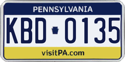 PA license plate KBD0135