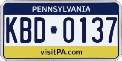 PA license plate KBD0137