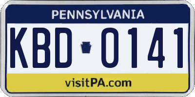 PA license plate KBD0141