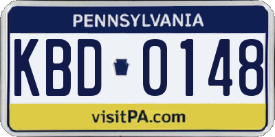 PA license plate KBD0148