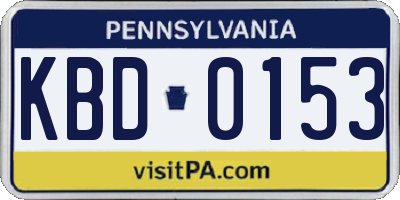 PA license plate KBD0153