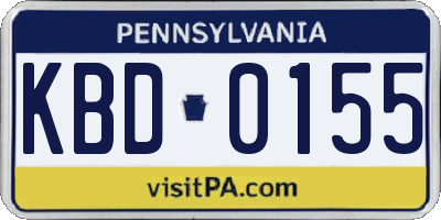 PA license plate KBD0155