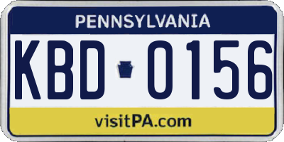 PA license plate KBD0156