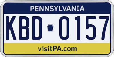 PA license plate KBD0157