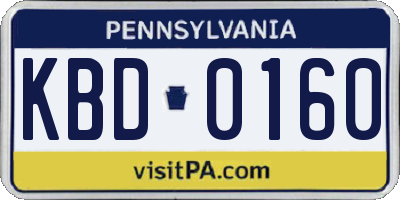 PA license plate KBD0160
